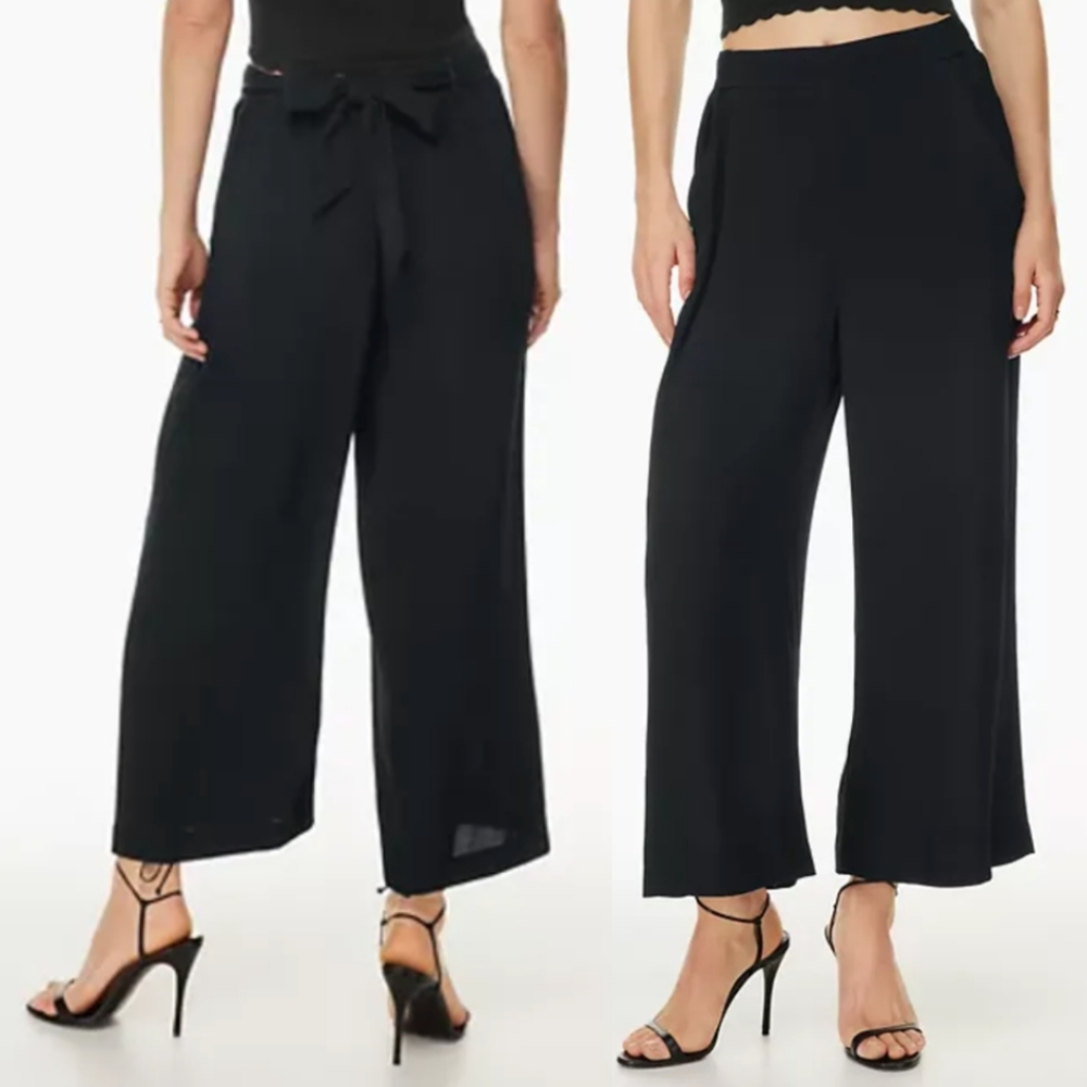 Wilfred Aritzia Faun Wide Leg Crepe Flowy Pull On Lightweight Pants Black Size S